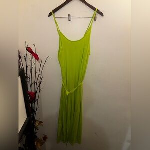 SHEIN Bright Lime Maxi Dress with Waist Tie